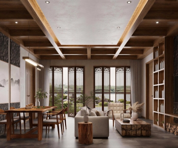 New Chinese Style A Living Room-ID:345810899