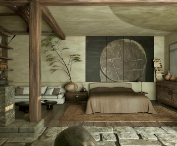 Wabi-sabi Style Bedroom-ID:522998098