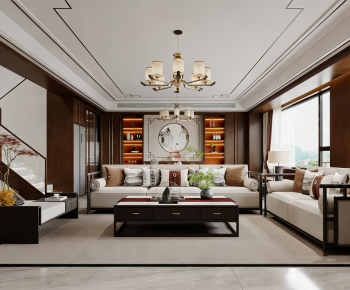 New Chinese Style A Living Room-ID:906435972