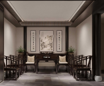 New Chinese Style A Living Room-ID:395540952