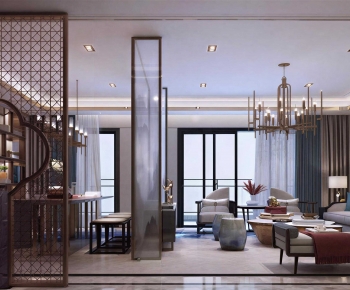 New Chinese Style A Living Room-ID:669379236