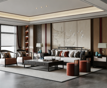 New Chinese Style A Living Room-ID:175287014
