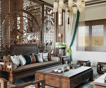 New Chinese Style A Living Room-ID:438823945