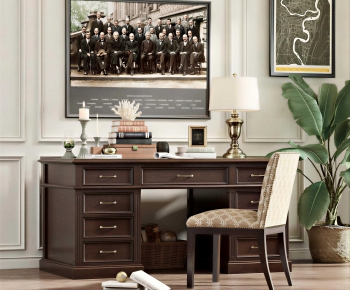 American Style Computer Desk And Chair-ID:875653984