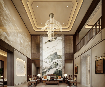 New Chinese Style A Living Room-ID:739409982