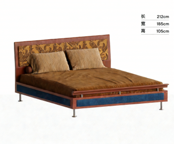 Wabi-sabi Style Double Bed-ID:495960006