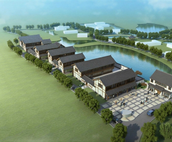 New Chinese Style Architectural Bird's-eye View Planning-ID:130327941
