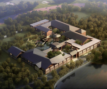 New Chinese Style Architectural Bird's-eye View Planning-ID:337109097
