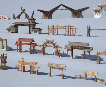 New Chinese Style Facade Element-ID:222389944