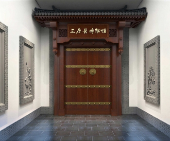 New Chinese Style Solid Wood Door-ID:255346069