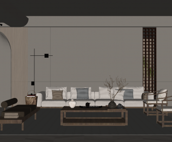 New Chinese Style A Living Room-ID:651372911