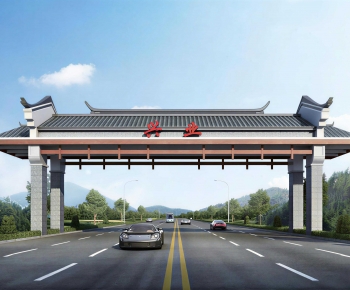 New Chinese Style Facade Element-ID:931071046