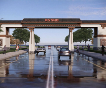 New Chinese Style Facade Element-ID:130748994