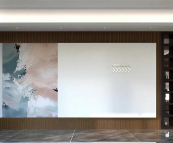 New Chinese Style TV Wall-ID:257559069