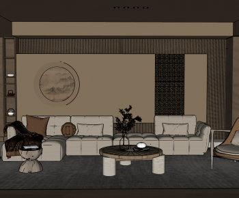 New Chinese Style A Living Room-ID:400793087