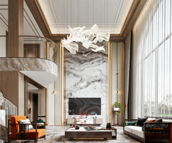 New Chinese Style A Living Room-ID:957922946