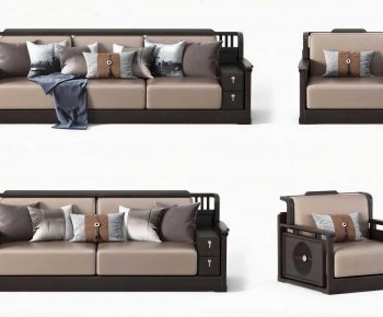 New Chinese Style Three-seat Sofa-ID:932123903