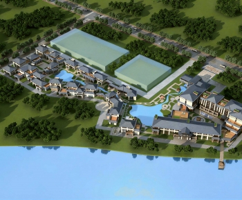 New Chinese Style Architectural Bird's-eye View Planning-ID:964912896