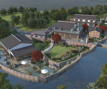 New Chinese Style Architectural Bird's-eye View Planning-ID:391039836