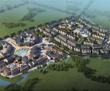 New Chinese Style Architectural Bird's-eye View Planning-ID:585370194
