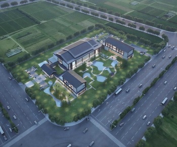 New Chinese Style Architectural Bird's-eye View Planning-ID:543895961
