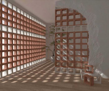 Industrial Style Cement Brick Screen Partition-ID:534302958