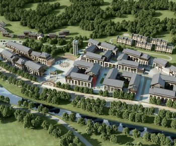 New Chinese Style Architectural Bird's-eye View Planning-ID:534280066
