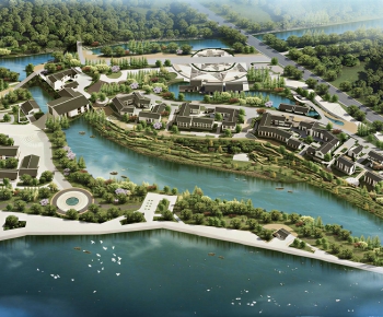 New Chinese Style Architectural Bird's-eye View Planning-ID:410151968