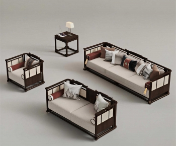 New Chinese Style Three-seat Sofa-ID:882858994