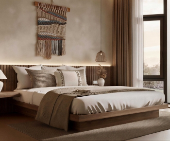 Wabi-sabi Style Double Bed-ID:285862925