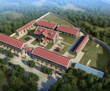 New Chinese Style Architectural Bird's-eye View Planning-ID:634810923