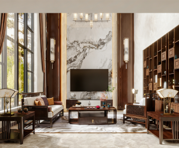 New Chinese Style A Living Room-ID:511374003