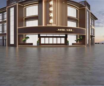 New Chinese Style Facade Element-ID:255422129