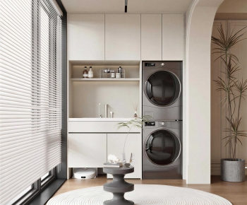 Modern Balcony Laundry Room-ID:650389919
