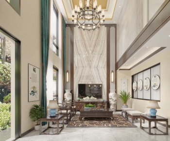 New Chinese Style A Living Room-ID:827054985