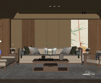 New Chinese Style A Living Room-ID:340090047