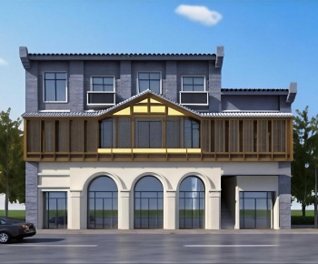 New Chinese Style Facade Element-ID:381159815