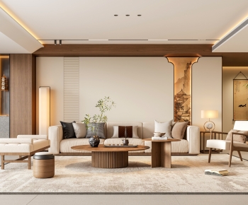 New Chinese Style A Living Room-ID:659682996