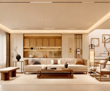 New Chinese Style A Living Room-ID:841932062