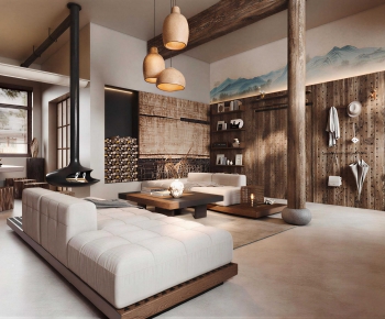 Wabi-sabi Style A Living Room-ID:678901915