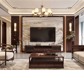 New Chinese Style A Living Room-ID:208036905