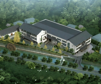 New Chinese Style Architectural Bird's-eye View Planning-ID:641239887