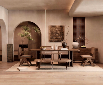 Wabi-sabi Style Dining Room-ID:685909991