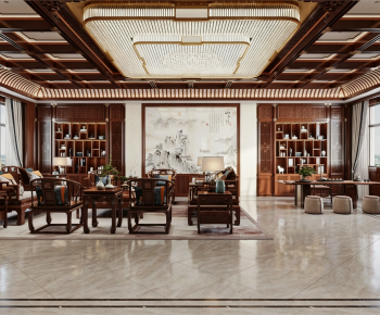 New Chinese Style A Living Room-ID:551669628