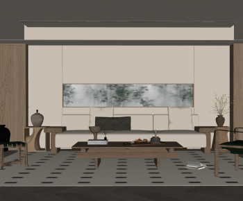 New Chinese Style A Living Room-ID:879982959