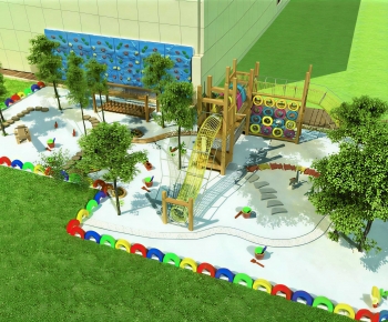 Modern Outdoor Space In Kindergarten-ID:557193999