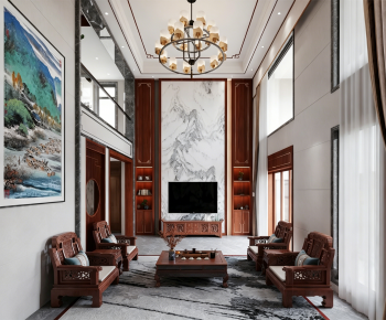 New Chinese Style A Living Room-ID:939937118