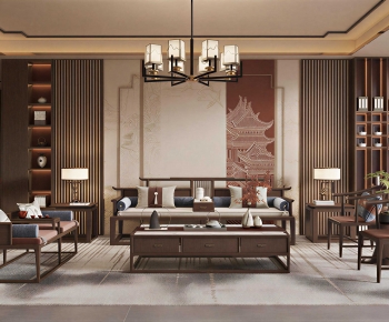 New Chinese Style A Living Room-ID:241188055