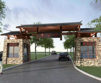 New Chinese Style Facade Element-ID:498481995