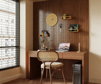 Wabi-sabi Style Computer Desk And Chair-ID:481962921